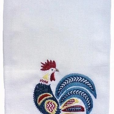 Plaid Edged Cotton Kitchen Towel Embroidered With..