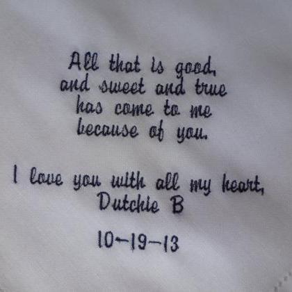 Embroidered And Personalizedf Groom Poem Hankie -..