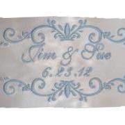 Double Scroll Satin Wedding Gown Label