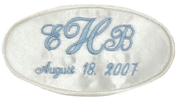 Erica Satin Wedding Dress Name Label Custom Embroidered Personailzed