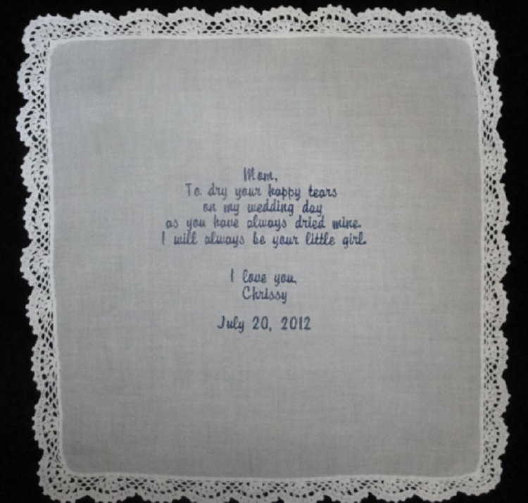 Rush Status - Wedding Hankie With Your Choice Of Poem Embroidered Personalized