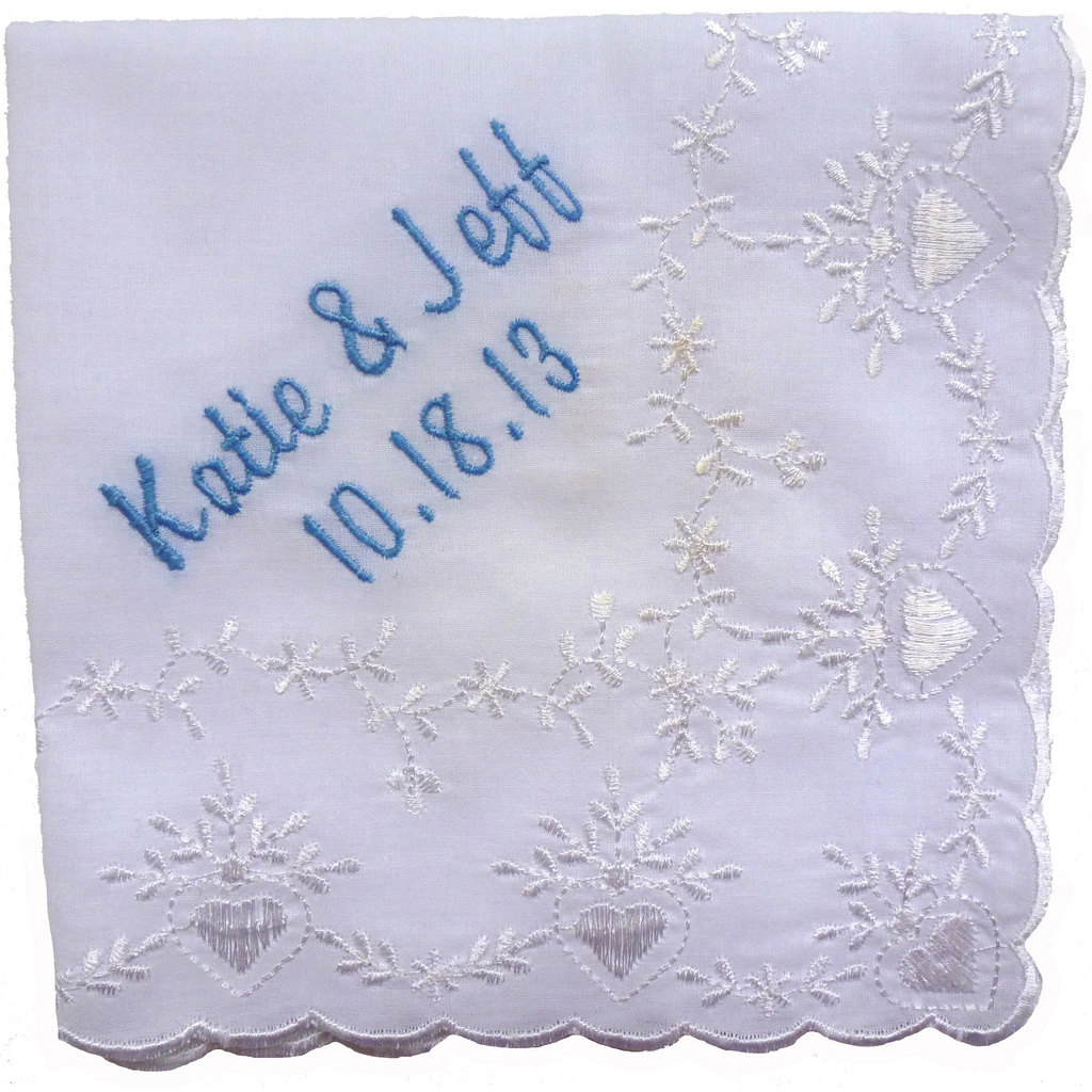 Rush Status -- Embroidered Bridal Lace Hankie - Personalized
