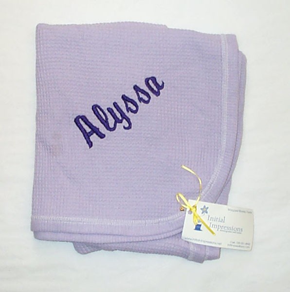 Cotton Baby Blanket Embroidered Alyssa - One Only - Closeout - Embroidered With The Name Alyssa Not A Custom Listing
