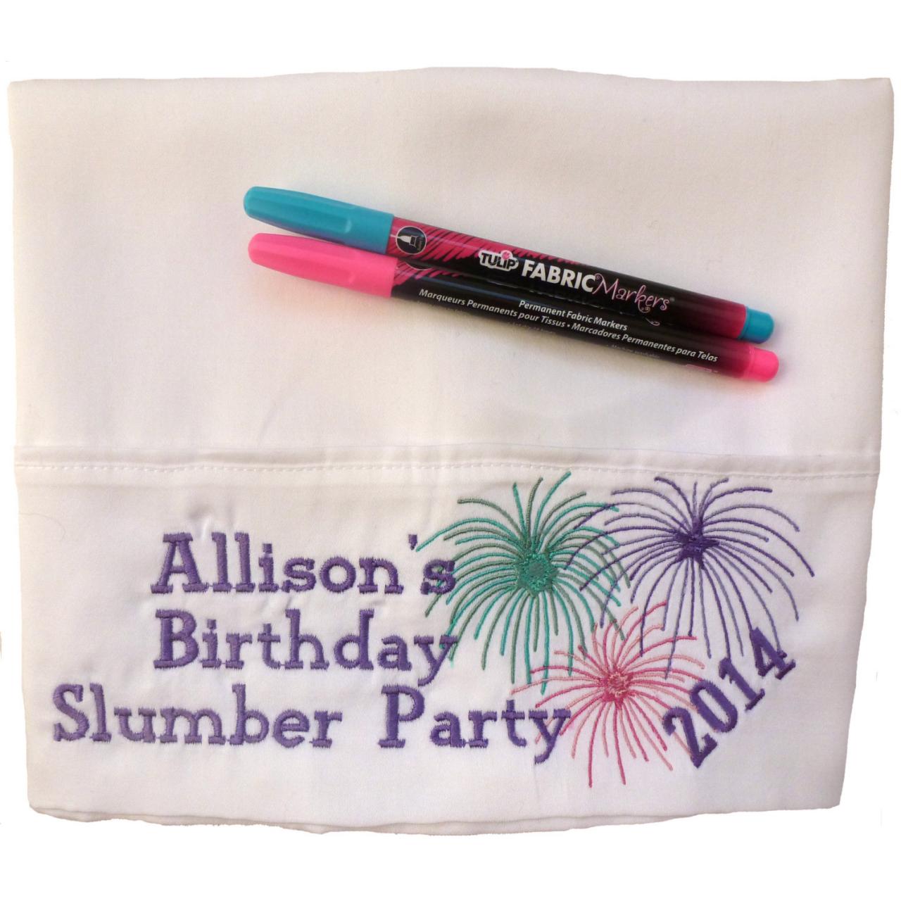 Slumber Party Child Autograph Pillowcase Custom Embroidered And Personalized