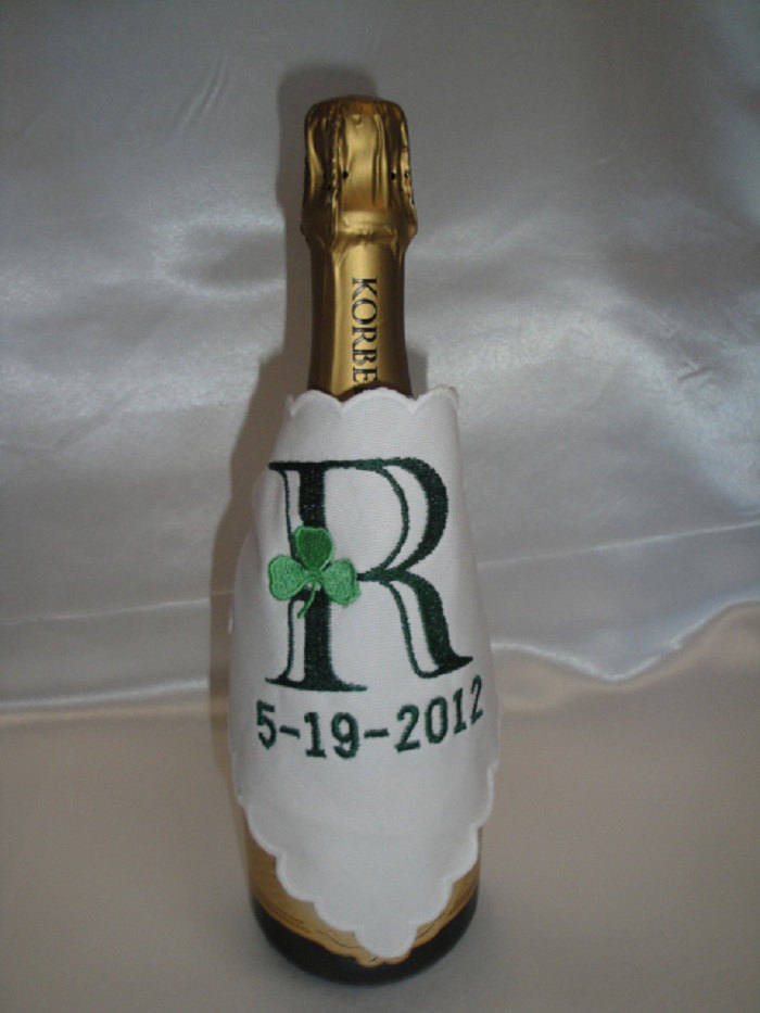 Champagne Wrap Custom Embroidered And Personalized - Irish Shamrock