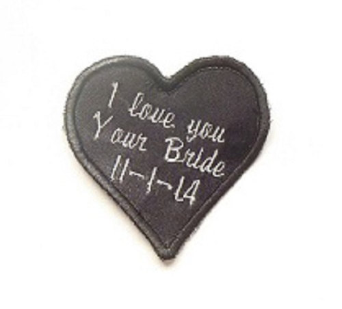 Embroidered Personalized Heart Label For The Tie Of The Groom, Father Of Bride Or Groom