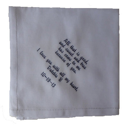 Embroidered And Personalizedf Groom Poem Hankie - Gift From His Bride