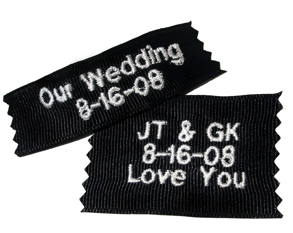 Groom's Personalized Ribbon Labels (set Of Two) Embroidered And Personalized