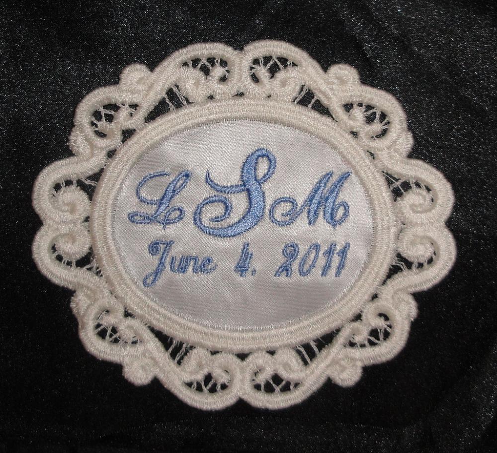 Ornate Italian Lace Wedding Gown Label